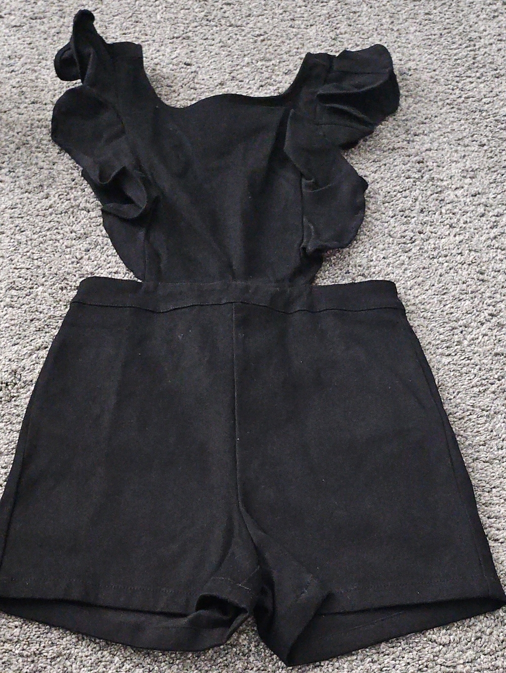 Women's Black Ruffle-Sleeve Romper - Classic Chic
